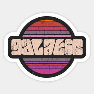 Galatic vintage retro distressed sunset 80s badge logo emblem stripes Sticker